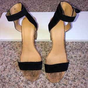 Cute and stylish black and cork heels